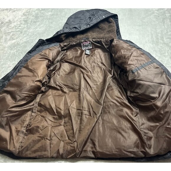 Avirex Jacket Men's Medium 8 Black Puffer Lined Hooded Embroidered Logo - Picture 10 of 16